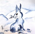 雪ウサギ ビバリー 水彩画